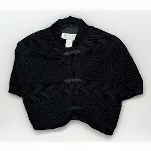 Y2K VNTG Black Soutache Crop Jacket Prom ShrugFrogClosure Steampunk Whimsigoth 4